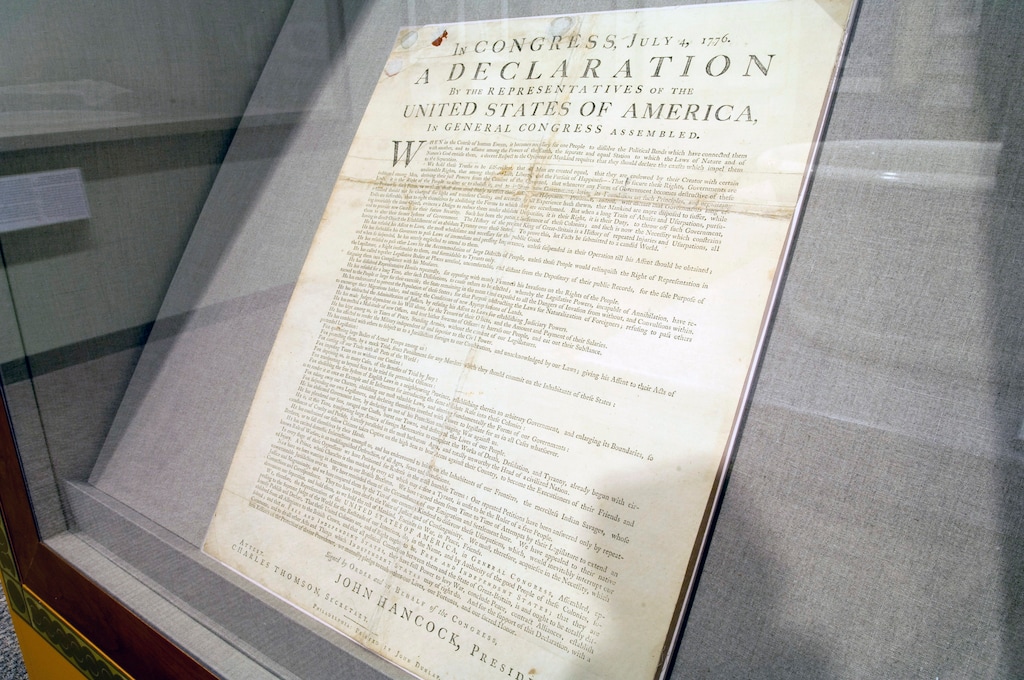 (Chris Greenberg | The New York Times)  A copy from the first print run of the Declaration of Independence at the National Archives in Washington.