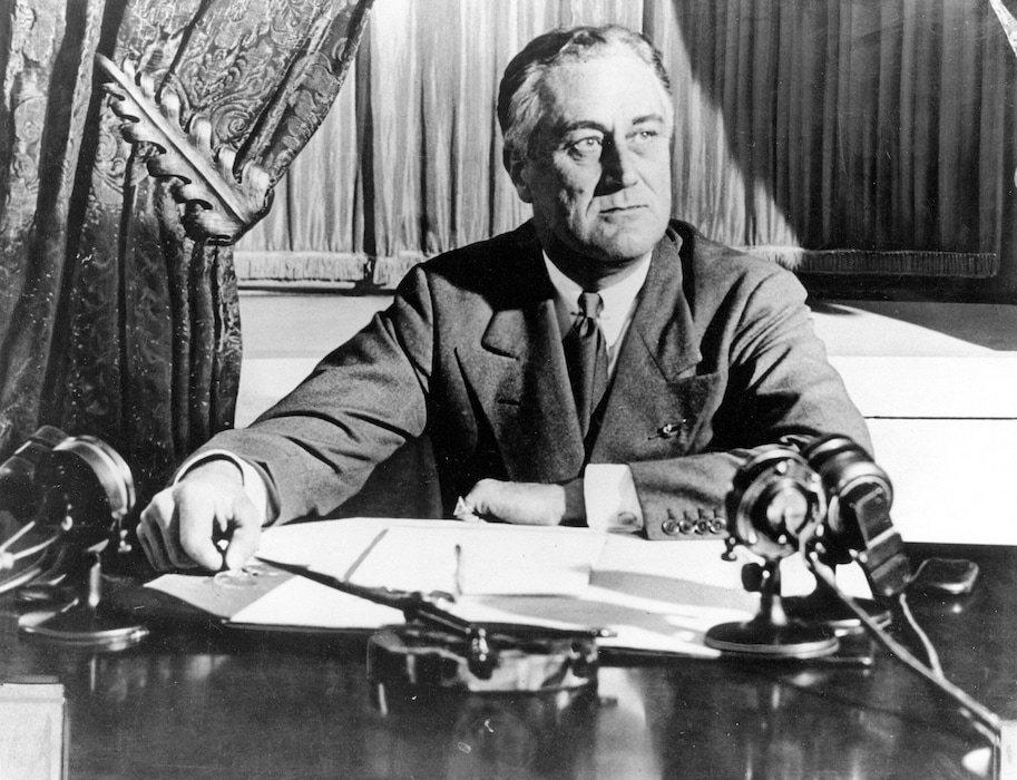 (AP photo)
In this March 1933, photo, President Franklin D. Roosevelt delivers his first radio "fireside chat" in Washington. The New Deal was a try-anything moment during the Great Depression that remade the role of the federal government in American life.