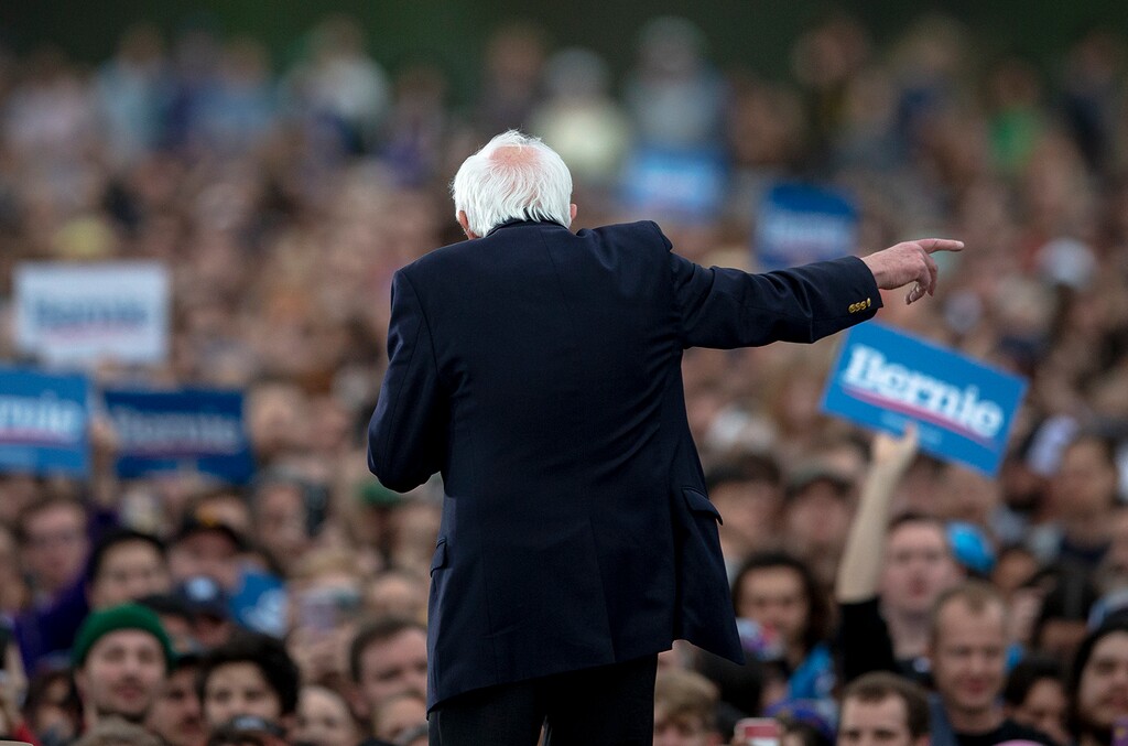 (Nick Wagner | Austin American-Statesman via AP) Democratic presidential candidate Sen. Bernie Sanders, I-Vt., speaks during a campaign event on Sunday, Feb. 23, 2020, in Austin, Texas.