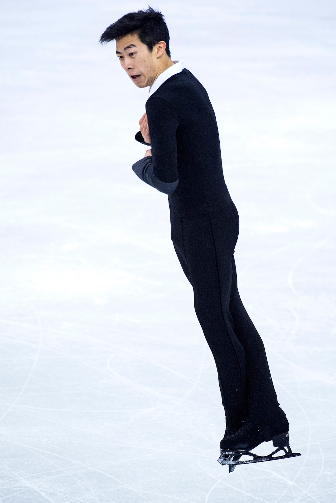(Chris Detrick  |  The Salt Lake Tribune)  Salt Lake City's Nathan Chen competes in the Men Single Skating Free Skating at Gangneung Ice Arena during the Pyeongchang 2018 Winter Olympics Saturday, Feb. 17, 2018. Chen landed a record six quadruple jumps, scoring 215.08.