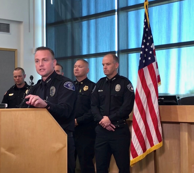 (Nate Carlisle | The Salt Lake Tribune) Clearfield Police Chief Kelly Bennett speaks to reporters Sept. 26, 2019, about the arrest a day earlier of Mark Douglas Burns, who is charged in two rapes in Clearfield and suspected of more in Utah and Wyoming in the 1990s and early 2000s.