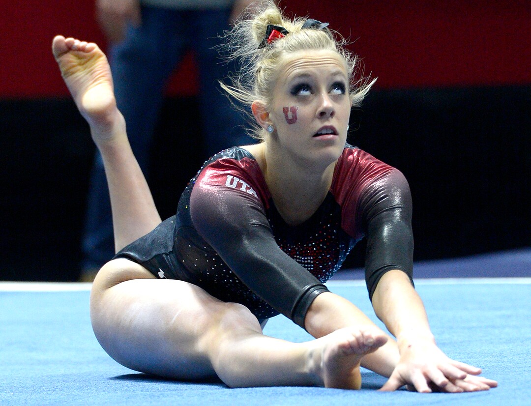 Leah Hogsten  |  The Salt Lake TribuneMaKenna Merrell performing her floor routine. University of Utah gymnastics fans got their first glimpse of this yearÕs team at the Red Rocks Preview intrasquad meet at the Huntsman Center, Friday, December 9, 2016.