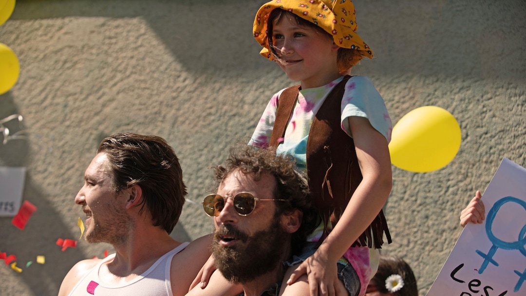 (Kalman Muller  |  Sundance Institute) 
Cody Fern, left, Scoot McNairy and Nessa Dougherty appear in director Andrew William Durham's "Fairyland," an official selection of the Premieres program at the 2023 Sundance Film Festival.