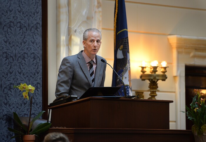(Scott Sommerdorf   |  The Salt Lake Tribune)  
Senate President Wayne L. Niederhauser, R-Sandy, during floor time in the Senate, Thursday, January 25, 2018.