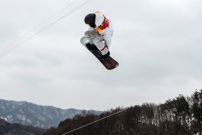 (Chris Detrick  |  The Salt Lake Tribune)  Shaun White competes during the men's halfpipe finals at Phoenix Snow Park during the Pyeongchang 2018 Winter Olympics Wednesday, Feb. 14, 2018.  White won the event with a 97.75, his third Olympic gold medal in the halfpipe (2006, 2010, 2018).