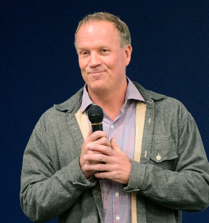 (Steve Griffin  |  The Salt Lake Tribune)  Access Development CEO Casey Kleinman talks with the company's employees as they attend an open enrollment benefits meeting at the South Salt Lake company on Nov. 16, 2017.