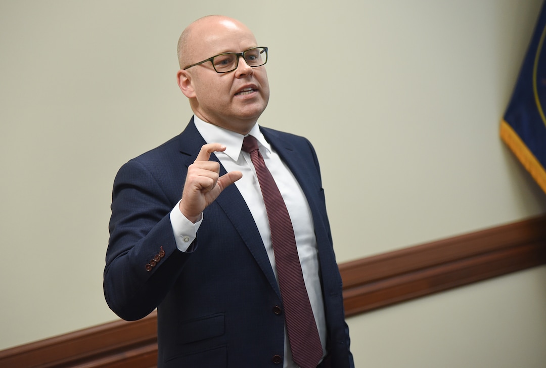 (Francisco Kjolseth  |  The Salt Lake Tribune) Businessman Jeff Burningham speaks to the Professional Republican Women of Utah as the gubernatorial candidates are invited to speak at their membership luncheon at the Capitol in Salt Lake City on Thursday, Jan. 23, 2020.