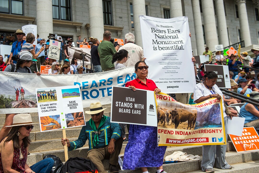 Chris Detrick  |  The Salt Lake TribuneHundreds of people gather during the Monumental Rally for Bears Ears and Grand Staircase Monuments at the Utah State Capitol Saturday, May 6, 2017. 