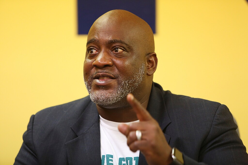 (Ricardo Ramirez Buxeda | Orlando Sentinel via AP file) Desmond Meade, executive director the Florida Rights Restoration Coalition speaks during a press conference to discuss a vote-registration campaign, on Tuesday, July 2, 2019. The Coalition helped lead efforts to pass a constitutional amendment aimed at restoring voting rights of felons.