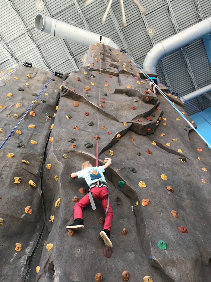(Heather May | Special to The Tribune) Luke, 8, climbs at iRock Utah in Ogden.