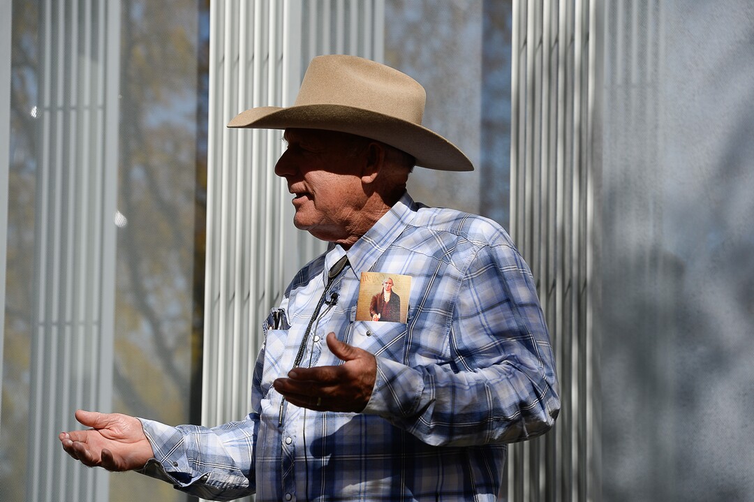 (Francisco Kjolseth  |  The Salt Lake Tribune)  Cliven Bundy joins other supporters of convicted fraudster Rick Koerber as they gather ahead of his court sentencing in Salt Lake City at the Federal Courthouse on Tuesday, Oct. 15, 2019, ending a nearly two decade white collar crime saga.