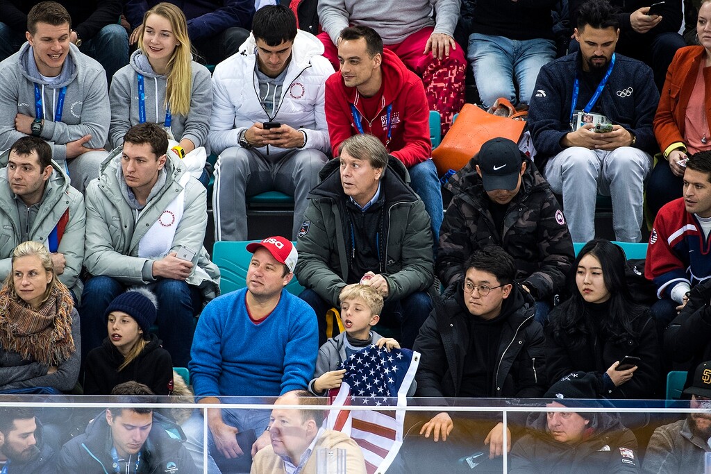 (Chris Detrick | The Salt Lake Tribune) Utah Sports Commission President and CEO Jeff Robbins watches the United States vs Olympic Athletes from Russia hockey game at Gangneung Hockey Centre during the Pyeongchang 2018 Winter Olympics Saturday, Feb. 17, 2018. Olympic Athletes from Russia defeated United States 4-0.
