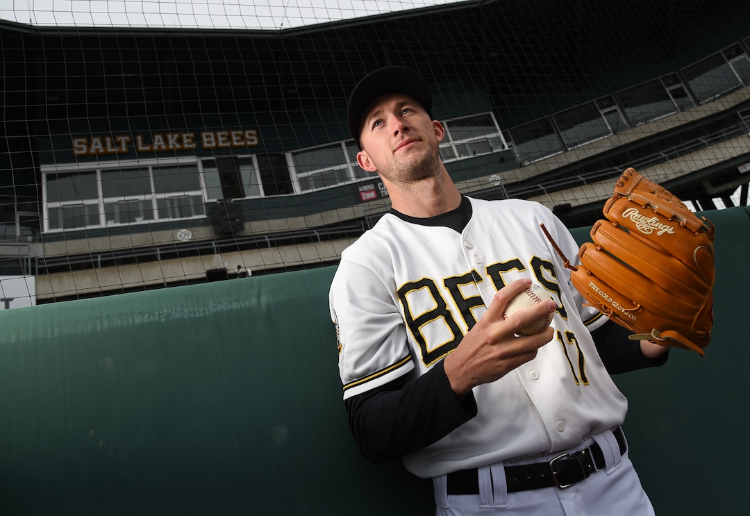 (Francisco Kjolseth  |  The Salt Lake Tribune)  Salt Lake Bees pitcher Griffin Canning starts a new season with the Salt Lake Bees, April 3, 2019. 