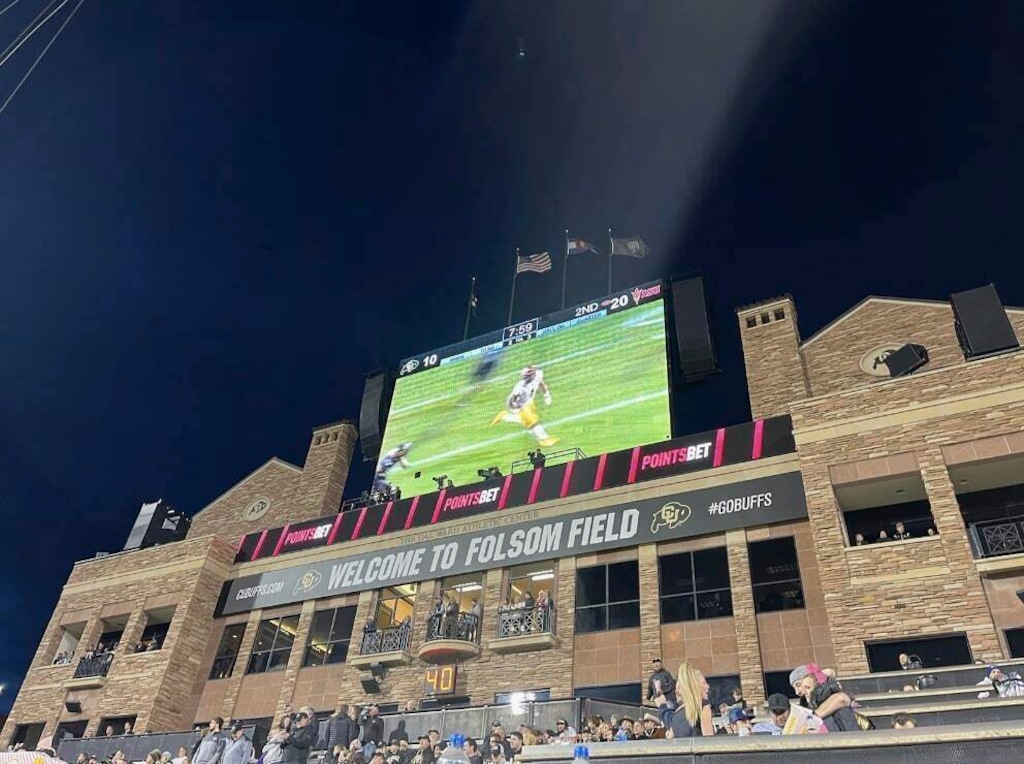 (Shane Connuck |Povich Center for Sports Journalism via AP) Colorado University's Folsom Field during an NCAA college football game between Colorado and Arizona State in Boulder, Colo., Oct. 29, 2022. 