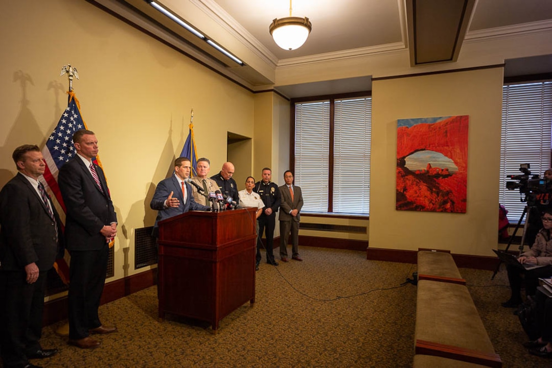 (Trent Nelson | The Salt Lake Tribune)  Chief Brian Redd speaks at a press conference updating the public on the new cold case database, in Salt Lake City on Tuesday Jan. 29, 2019.