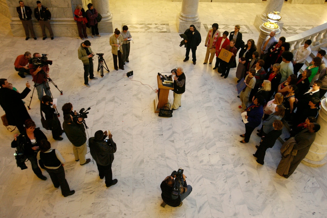 (Chris Detrick  |  Tribune file photo)  Archie Archuleta, of the Utah Coalition of La Raza, speaks during a news conference by the NAACP Salt Lake Branch at the Utah State Capitol on March 5, 2008.