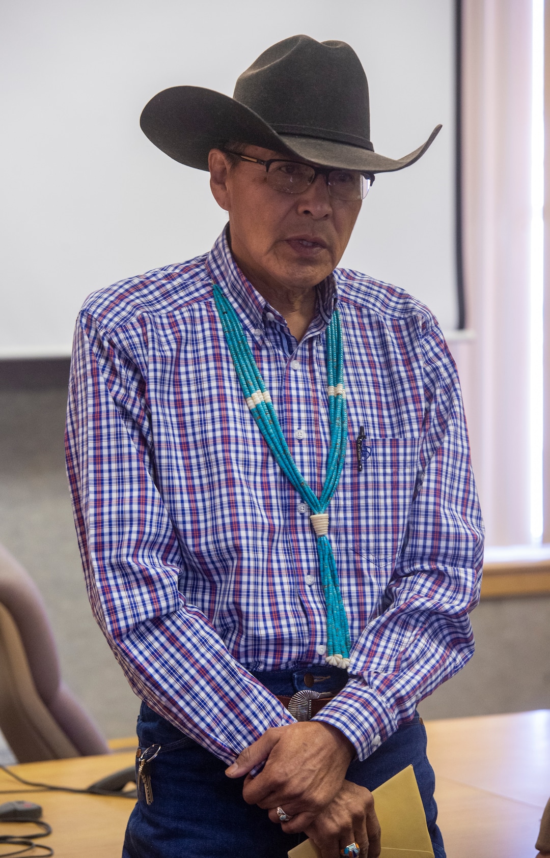 (Rick Egan  |  The Salt Lake Tribune)   Kenneth Maryboy makes a few comments, after being sworn in as San Juan County Comissioner, at the San Juan Courthouse in Monticello, Monday, Jan. 7, 2019.