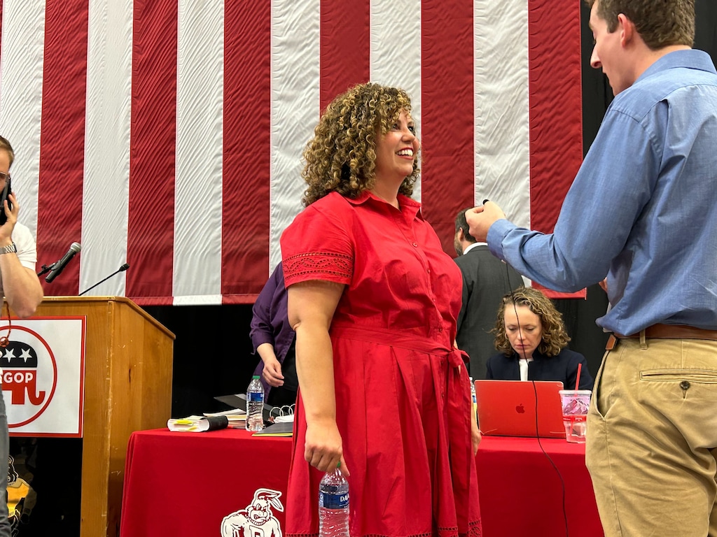 (Bryan Schott | The Salt Lake Tribune) Celeste Maloy after winning the Utah Republican Party's congressional nomination on June 24, 2023. A new lawsuit alleges Maloy is ineligible to run in the special primary election to replace Rep. Chris Stewart in Congress.