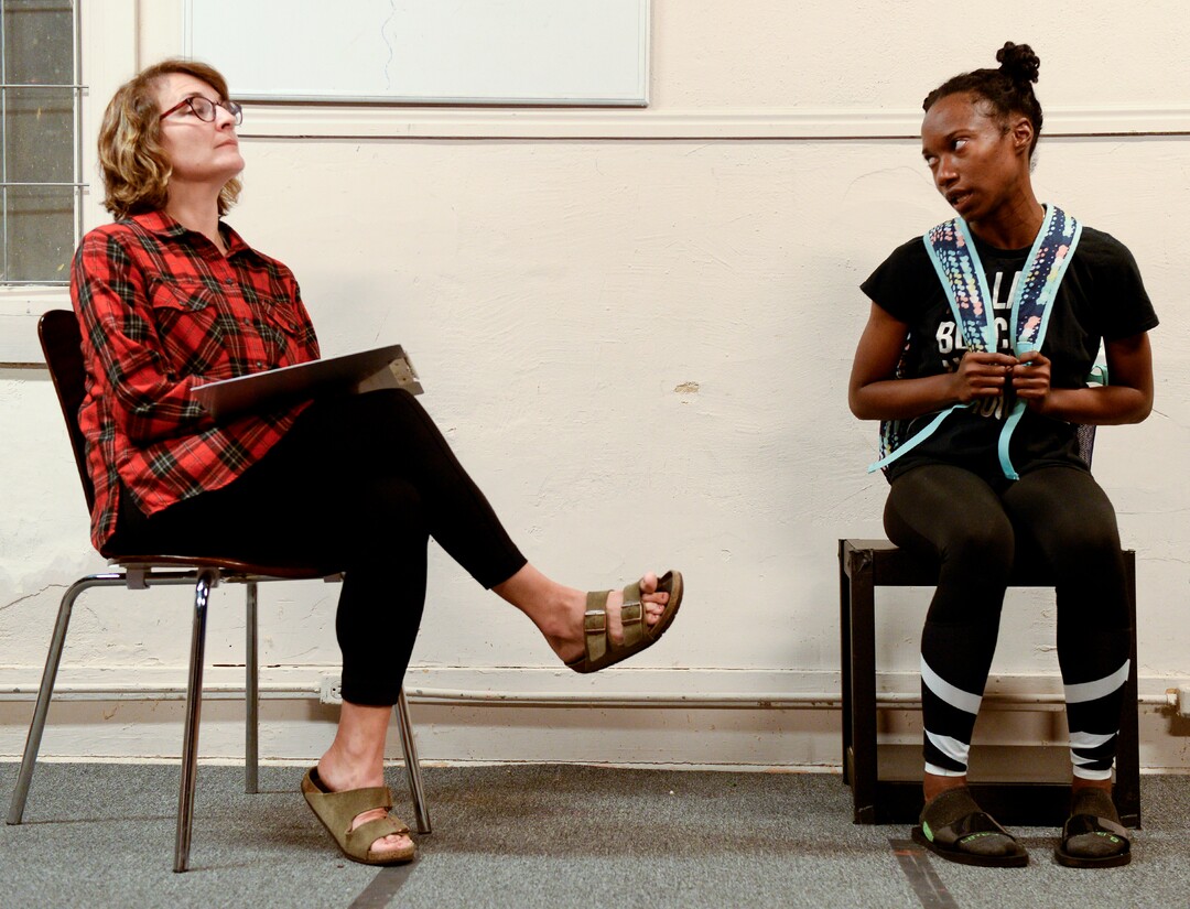 (Leah Hogsten | The Salt Lake Tribune)  Susanna Florenc, left, as Dr. G and Amanda Morris as Amali during rehearsals for Salt Lake Acting Company's upcoming production of "form of a girl unknown," an atypical coming-of-age dramedy by playwright Charly Evon Simpson, running Oct. 16 through Nov. 17, 2019.