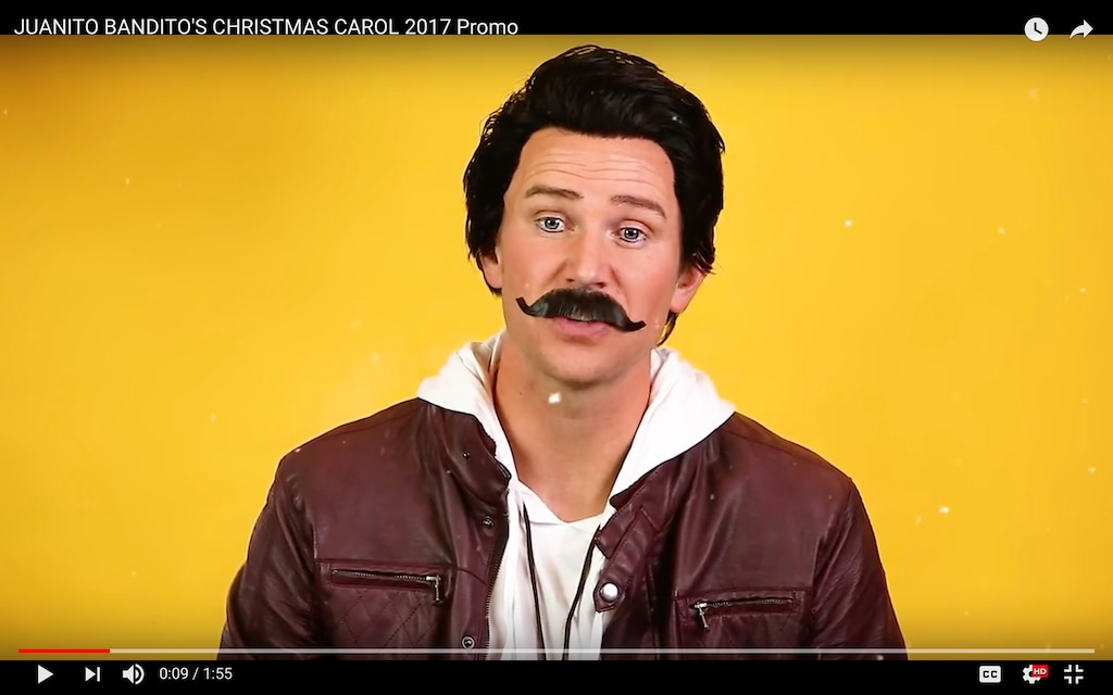 A screen shot of Pickleville Playhouse's promo video for "Juanito Bandito's Christmas Carol."