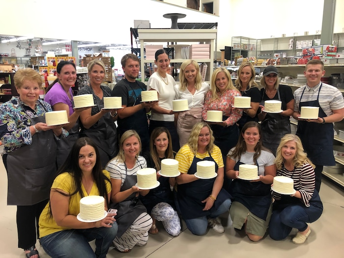 (Courtesy of Courtney Rich) Courtney Rich and her students take a photo after one of her cake classes at Orson Gygi Co. in Salt Lake City.