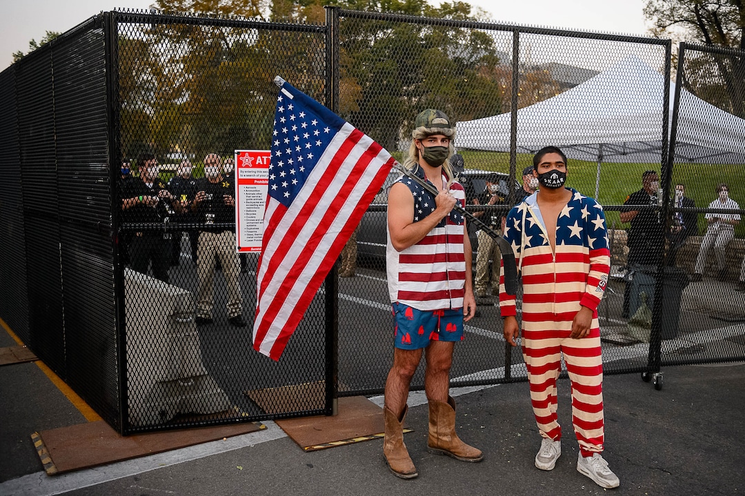 (Trent Nelson  |  The Salt Lake Tribune) The scene outside as Vice President Mike Pence and Sen. Kamala Harris prepare to debate at Kingsbury Hall in Salt Lake City on Wednesday, Oct. 7, 2020.