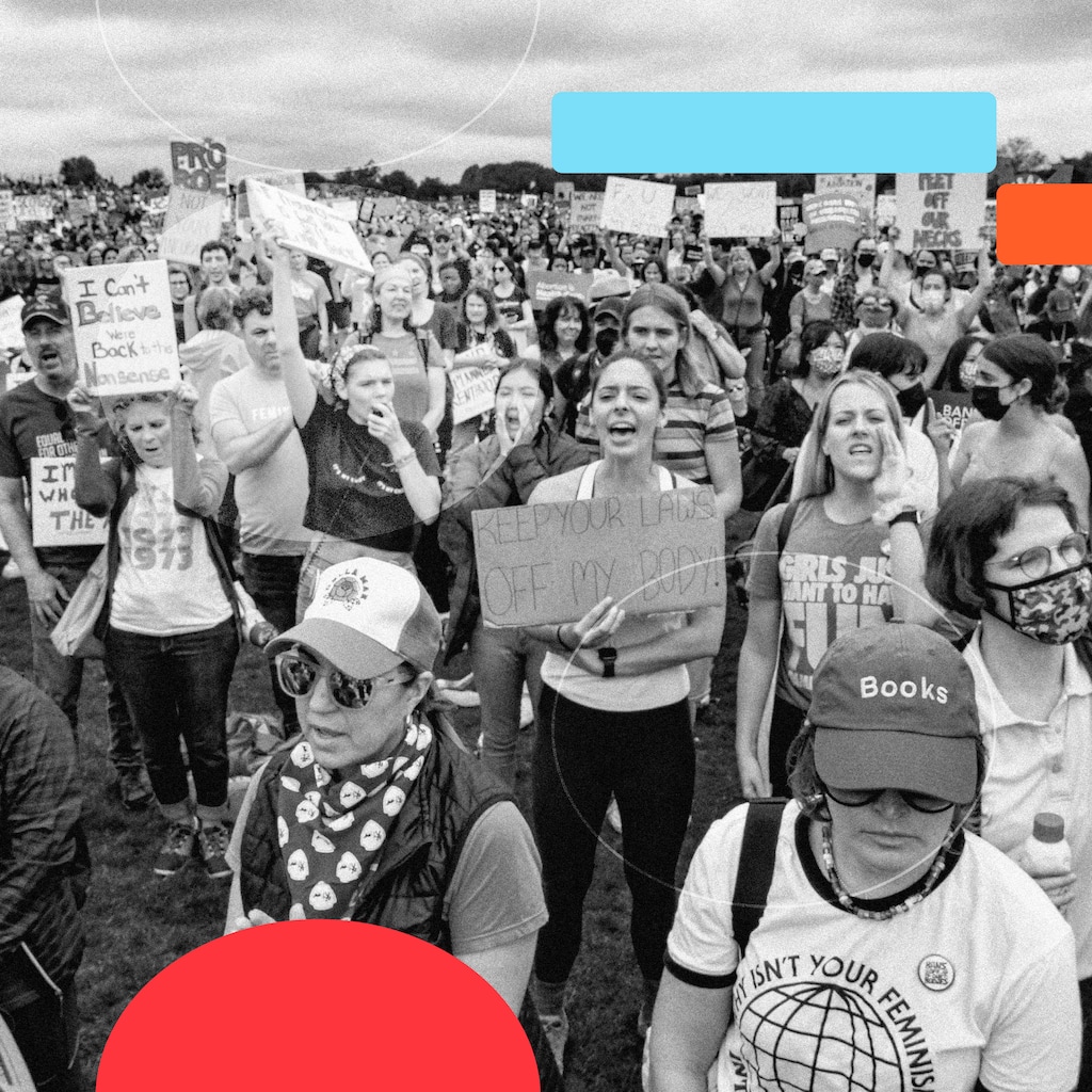 (Kenny Holston | The New York Times)
Abortion rights demonstrators in Washington, May 14, 2022. It turns out that voters care about abortion and democracy after all, writes New York Times columnist Michelle Goldberg. Illustration by The New York Times.
