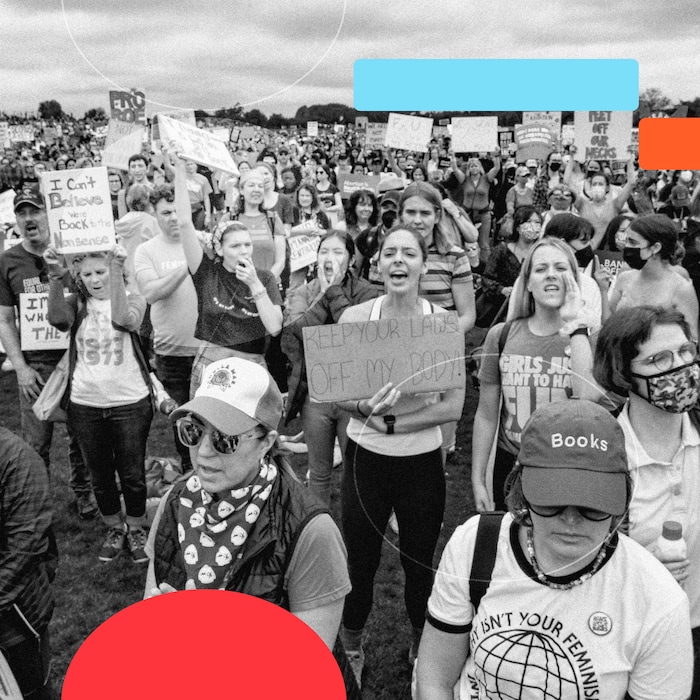 (Kenny Holston | The New York Times)
Abortion rights demonstrators in Washington, May 14, 2022. It turns out that voters care about abortion and democracy after all, writes New York Times columnist Michelle Goldberg. Illustration by The New York Times.