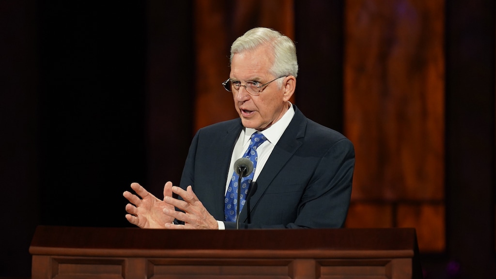 (Photo courtesy of The Church of Jesus Christ of Latter-day Saints)
Apostle D. Todd Christofferson speaks at General Conference on Saturday, Oct. 3, 2020.