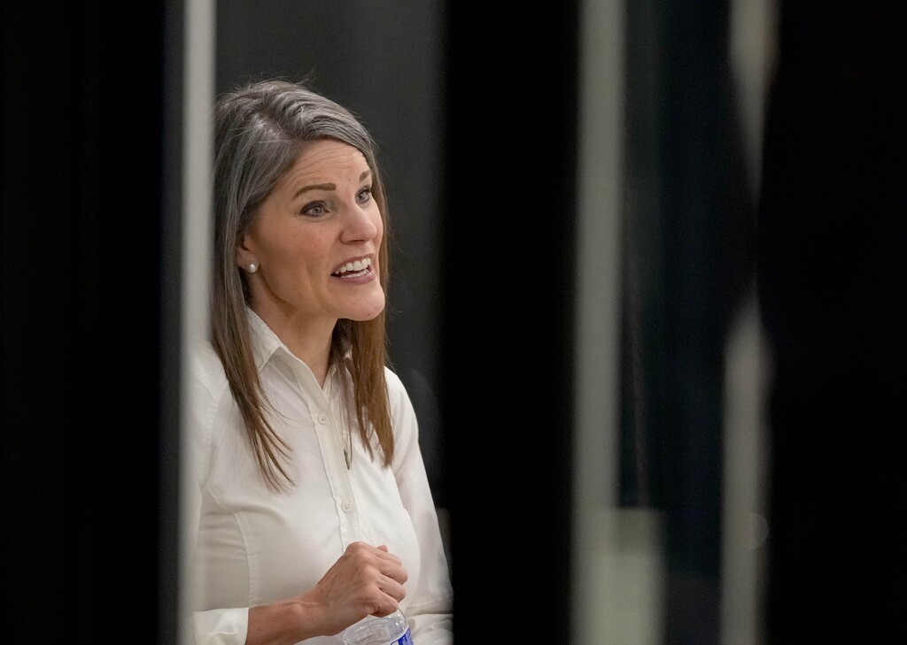 (Francisco Kjolseth  |  The Salt Lake Tribune) State school board member Natalie Cline at an election night party in Highland, Tuesday, June 25, 2024. Republican delegates backed far-right, "Natalie Cline-type" state school board candidates, but Utah primary voters ousted most of them in the polls.