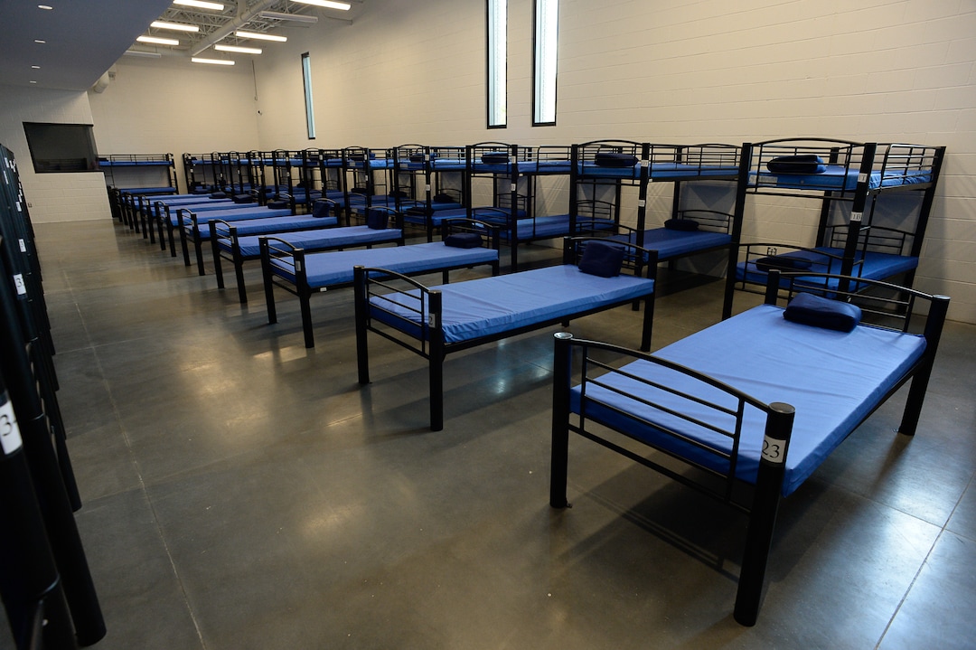 (Francisco Kjolseth  |  The Salt Lake Tribune)  Shelter the Homeless and Catholic Community Services of Utah (CCS) holds a public open house at the Gail Miller Resource Center on Friday, Sept. 6, 2019, with self-guided tours for the public to see the brand new building and learn about the services that will be provided there for both men and women. Pictured is one of four men's dorm rooms with a total of 160 beds for men.