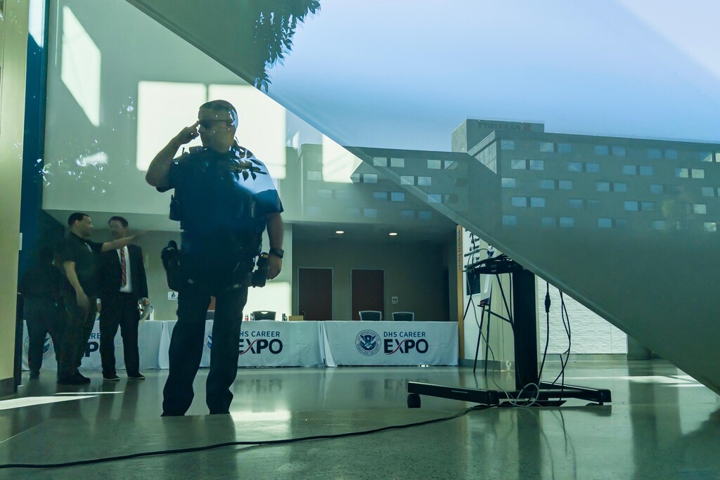(Trevor Christensen | The Salt Lake Tribune) Inside a Department of Homeland Security hiring expo at the Utah Valley Convention Center in Provo on Monday, Sept. 15, 2025.