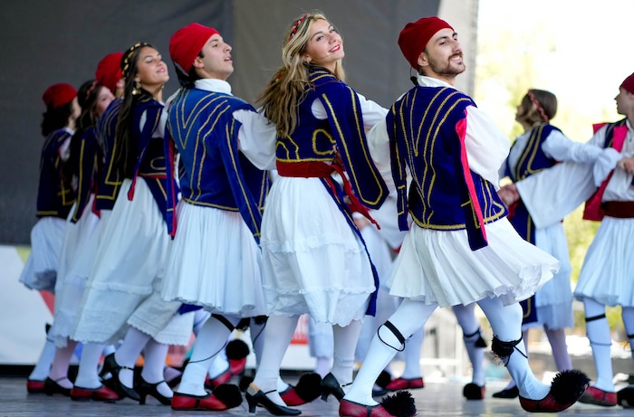(Francisco Kjolseth | The Salt Lake Tribune) The Dionysios Greek Dancers perform at the Living Traditions festival in Salt Lake City on Saturday, May 21, 2022.