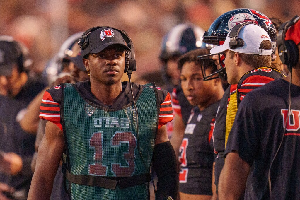(Trent Nelson  |  The Salt Lake Tribune) Utah Utes quarterback Nate Johnson (13) as the University of Utah hosts USC, NCAA football in Salt Lake City on Saturday, Oct. 15, 2022.