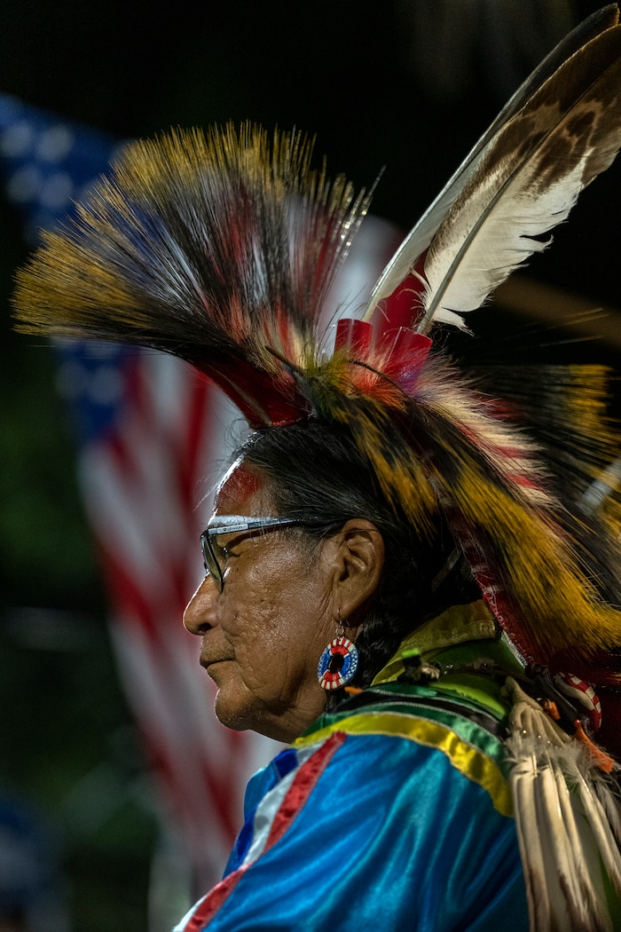 (Leah Hogsten | The Salt Lake Tribune Richard Parker, 67, from the Omaha Tribe of Nebraska enjoys watching the dances at the 41st Annual Paiute Indian Tribe of Utah Restoration Gathering, Aug. 13, 2021 in Cedar City, Utah.