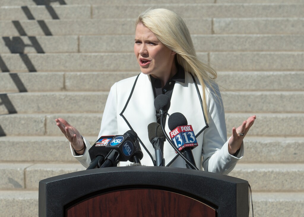(Rick Egan  |  The Salt Lake Tribune)      Elizabeth Smart speaks about the pending release of Wanda Barzee, during a news conference on the steps of the Utah State Capitol. Thursday, Sept. 13, 2018.