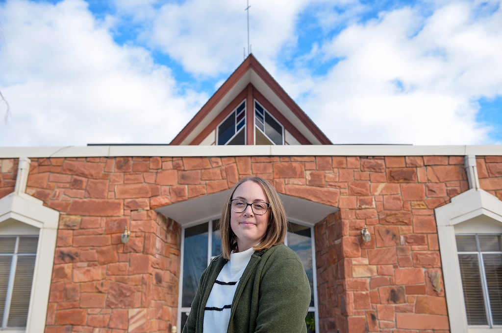 (Chris Samuels | The Salt Lake Tribune) Pastor Brittany Mangelson leads the the Salt Lake City congregation of the Community of Christ in Millcreek, Wednesday, Feb. 8, 2023.