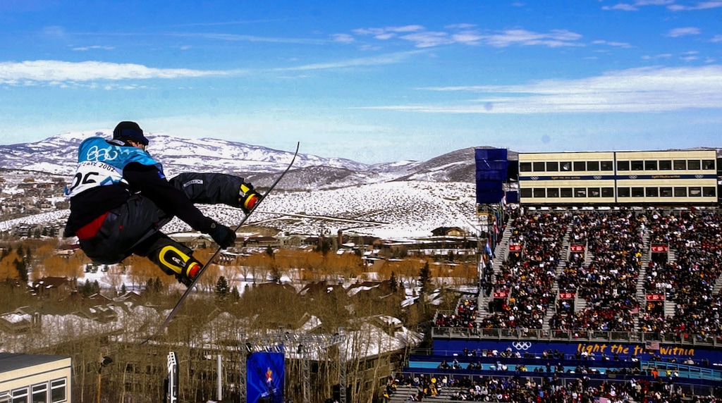 (Rick Egan | The Salt Lake Tribune) United States’ Ross Powers gets amplitude in the snowboard competition at Park City Mountain Resort during the 2002 Winter Olympics, Feb. 11, 2002.