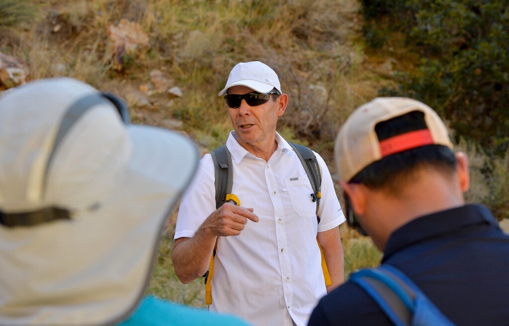 (Chris Samuels | The Salt Lake Tribune) U.S. Rep. John Curtis leads climate scientists and constituents on a hike in Rock Canyon in Provo, Monday, Sept. 26, 2022.