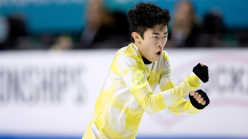 Nathan Chen performs his men's free skate program at the U.S. Figure Skating Championships, Sunday, Jan. 26, 2020, in Greensboro, N.C. (AP Photo/Lynn Hey)