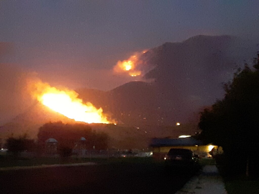(Photo courtesy of Jeanine Lewis) The Ether Hollow Fire burns east of Spanish Fork on Monday, Sept. 7, 2020.
