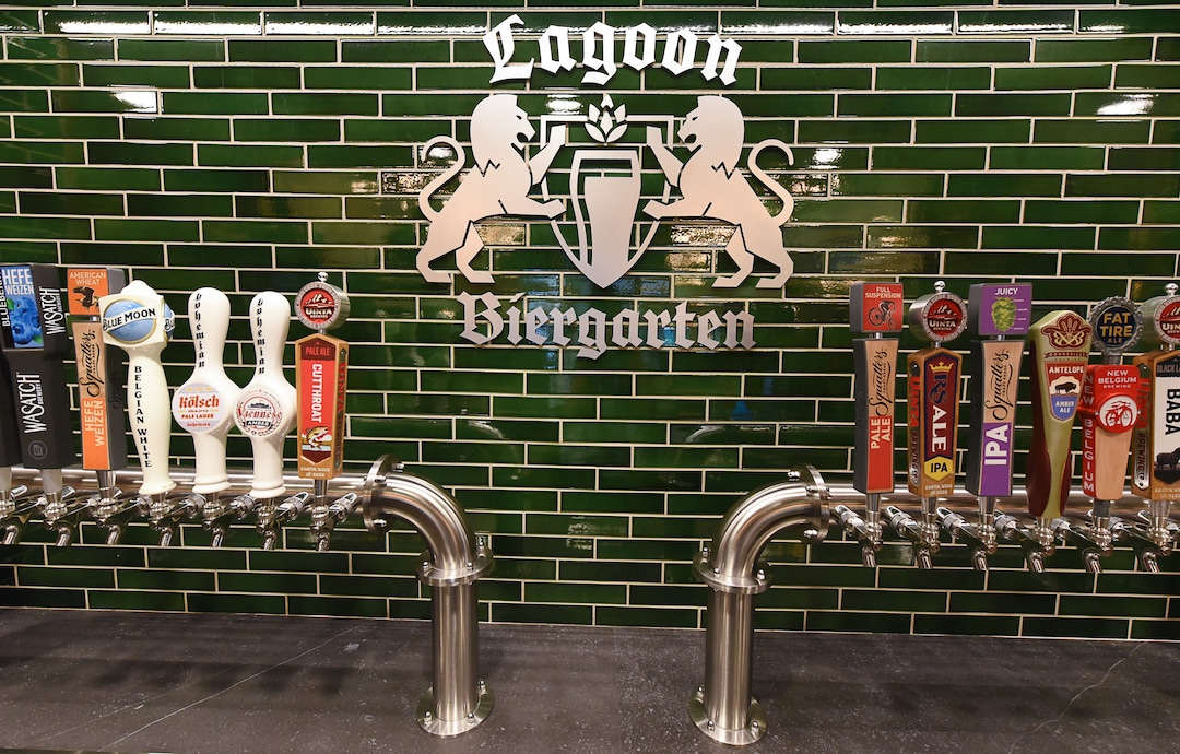 (Francisco Kjolseth  |  The Salt Lake Tribune)  Lagoon Amusement Park has opened its Bavarian-style Biergarten south of the wooden roller coaster.