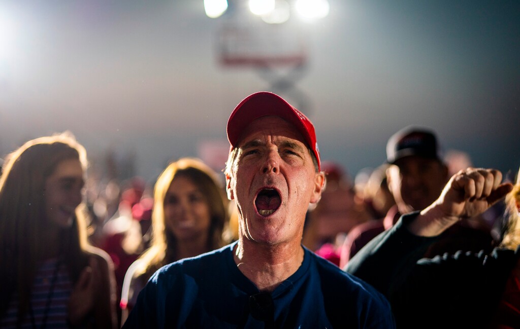 (Doug Mills | The New York Times)

Supporters of President Donald Turmp, many without masks, at a reelection campaign rally in Minden, Nev., on Sept. 12, 2020. Trump has refused to impose a national mandate ordering people to wear masks indoors, nor has he proposed any other policy for achieving universal masking.