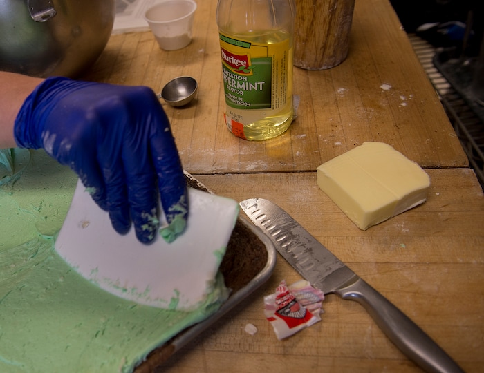 (Leah Hogsten  |  The Salt Lake Tribune) Brittney Christensen, 35, makes a batch of chocolate mint brownies from scratch bakes in the oven. Christensen and her fellow inmates have clean records and no disciplinary actions during their time served inside. Every Monday through Friday, a half-dozen or so Level 4 inmates file out of the Olympus Facility at the Utah State Prison to cook, bake and serve the public at the Serving Time Caf. The operation is part of Utah Department of Corrections Industries (UCI) and is aimed at helping inmates return to society.