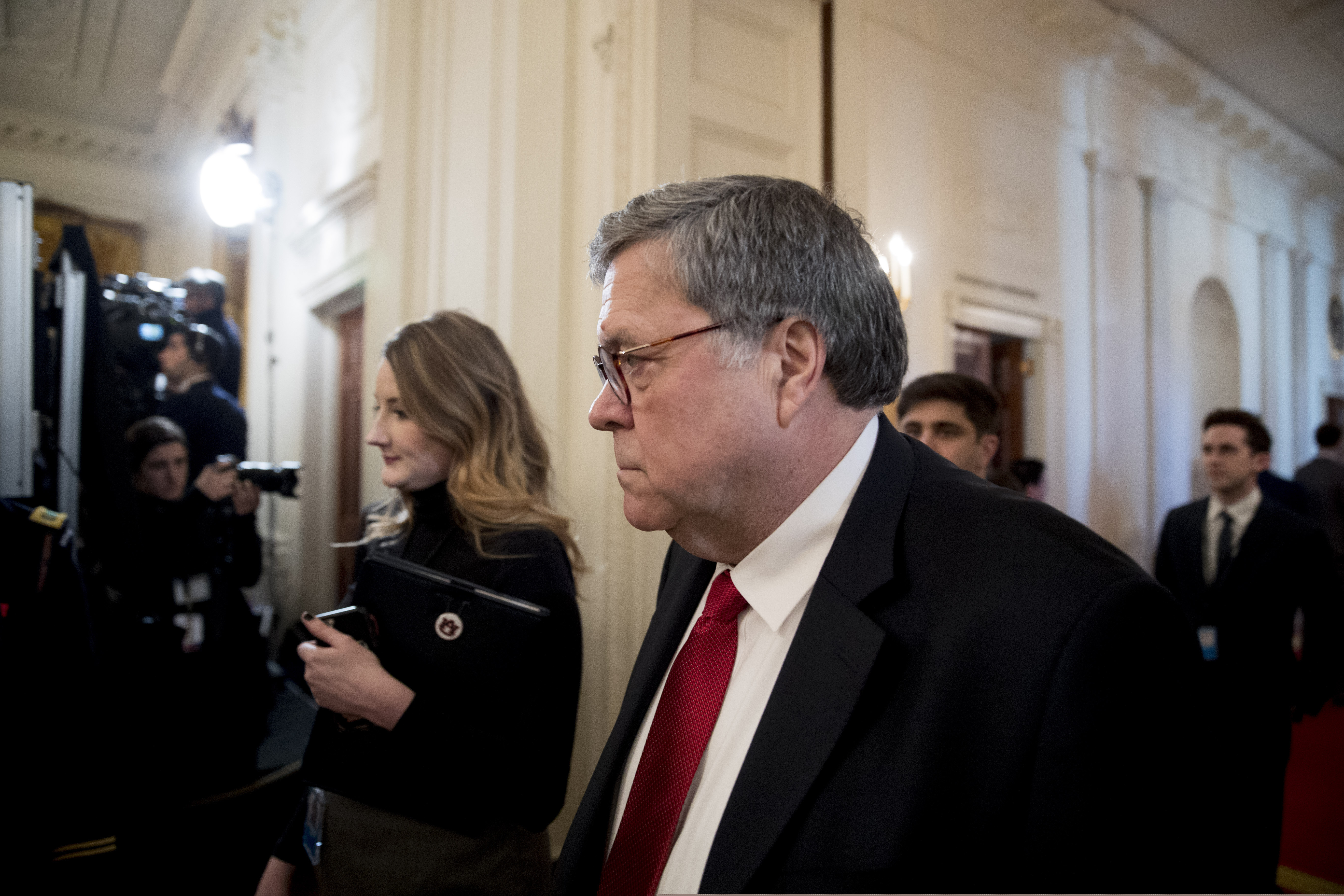 (Andrew Harnik | Associated Press file photo)  Attorney General William Barr arrives at the 2019 Prison Reform Summit and First Step Act Celebration in the East Room of the White House in Washington, Monday, April 1, 2019.