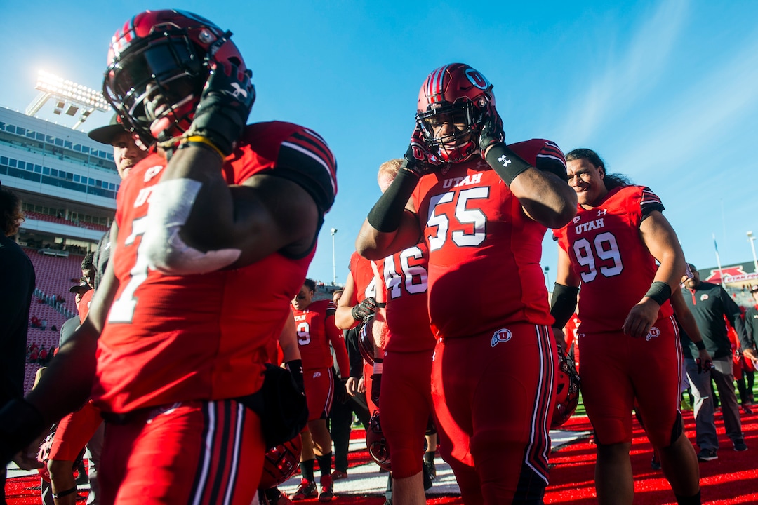 (Chris Detrick  |  The Salt Lake Tribune)  Utah Utes walk off of the field after the game at Rice-Eccles Stadium Saturday, October 21, 2017.  Arizona State Sun Devils defeated Utah Utes 30-10.