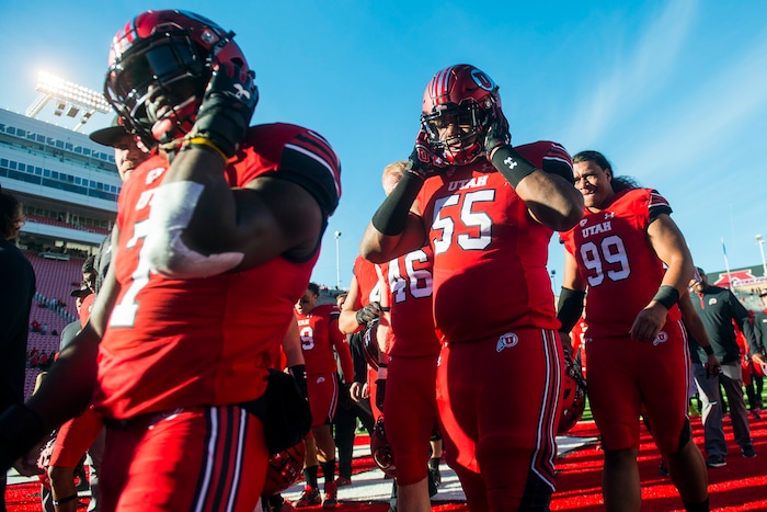 (Chris Detrick  |  The Salt Lake Tribune)  Utah Utes walk off of the field after the game at Rice-Eccles Stadium Saturday, October 21, 2017.  Arizona State Sun Devils defeated Utah Utes 30-10.