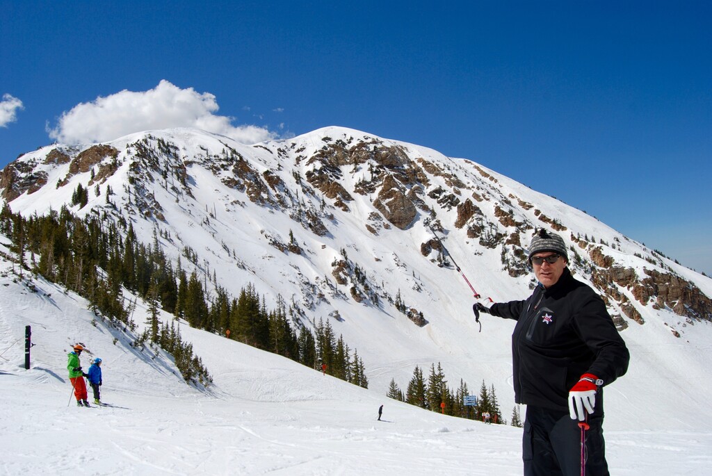 (Brian Maffly | The Salt Lake Tribune) Alta Ski Area general manager Mike Maughan explains the alignment for a proposed tram up Mount Baldy, one of the Central Wasatch’s most iconic peaks at the top of Utah’s Little Cottonwood Canyon. Alta says the lift would be needed to get ski patrollers on the mountain to control its many avalanche paths. But some skiers and environmentalists are pushing back, arguing Alta’s real goal is to expand its footprint in the increasingly crowded canyon.