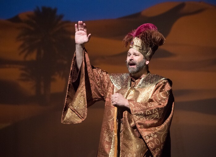 (Rick Egan  |  The Salt Lake Tribune) John Philpott as Darius rehearses "The Other Wise Man" on Nov. 27. The  musical, based on the Henry Van Dyke novella, opens Nov. 29, at Wasatch Jr. High.