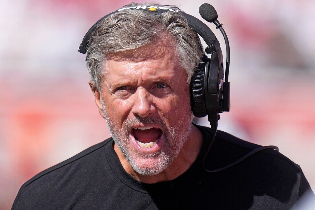 (Rick Bowmer | AP) Utah head coach Kyle Whittingham shouts during the first half of an NCAA college football game against UCLA, Saturday, Sept. 23, 2023, in Salt Lake City.